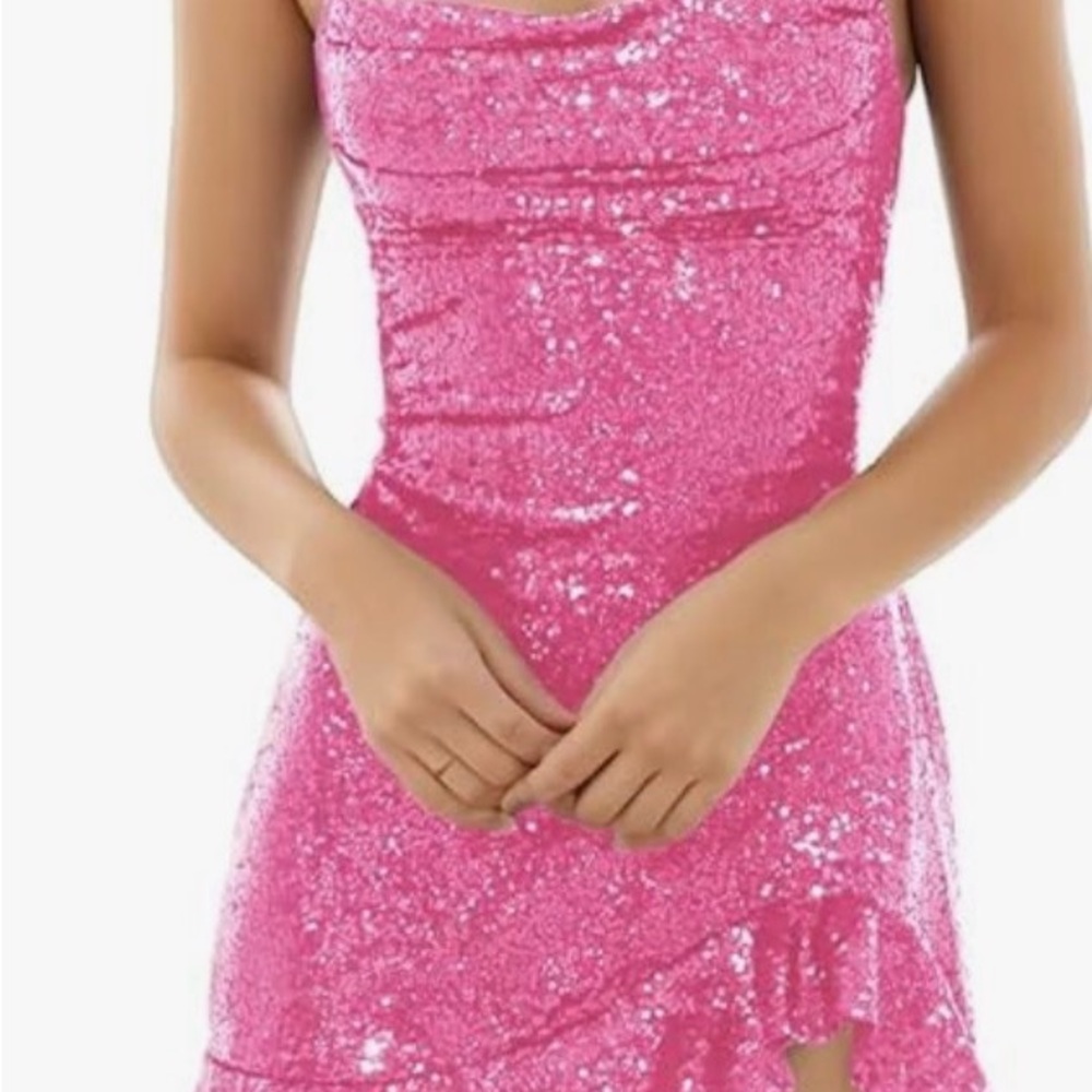 Pink Sequin Dress with Corset back